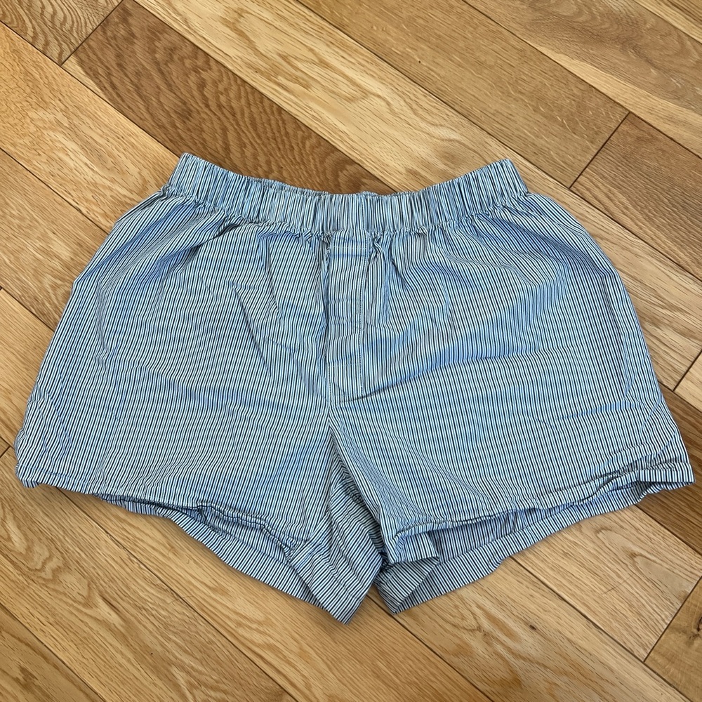 White and blue striped boxers